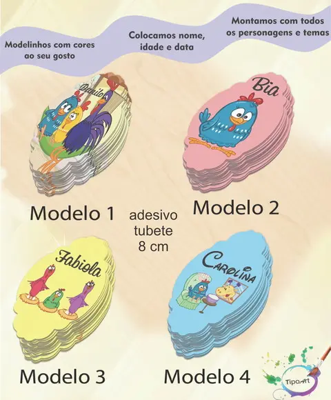 Adesivo para Mini Tubete 8 Cm-galinha Pintadinha