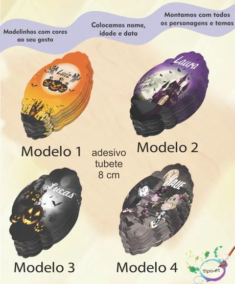 Adesivo para Mini Tubete 8 Cm-halloween#1