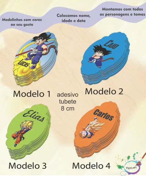 Adesivo para Mini Tubete 8 Cm-goku