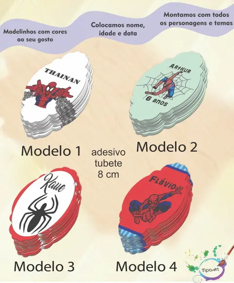 Adesivo para Mini Tubete 8 Cm-homem Aranha
