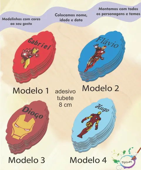 Adesivo para Mini Tubete 8 Cm-homem de Ferro