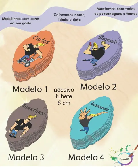 Adesivo para Mini Tubete 8 Cm-johnny Bravo