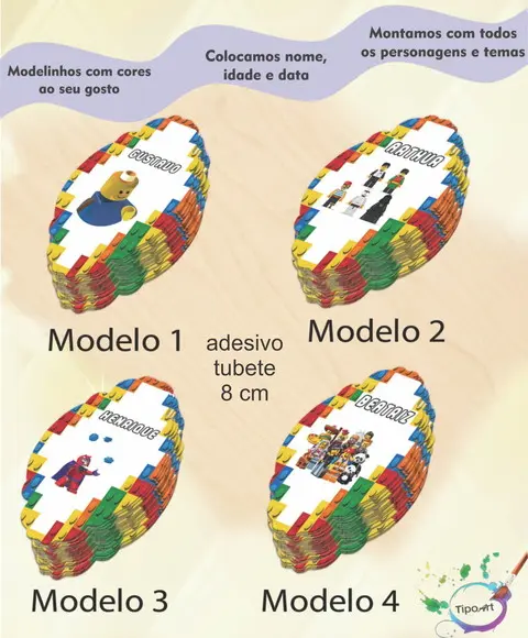 Adesivo para Mini Tubete 8 Cm-lego
