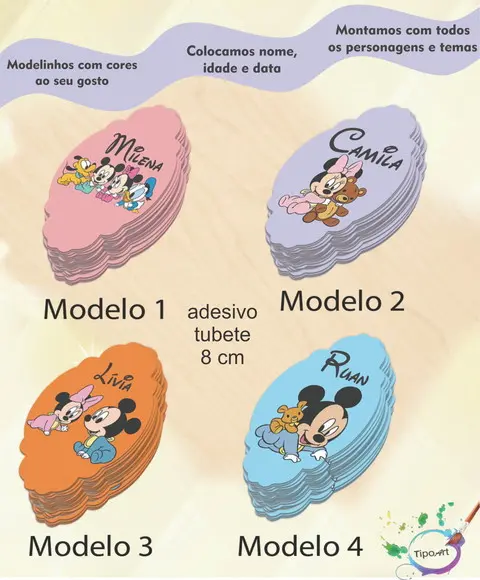 Adesivo para Mini Tubete 8 Cm-mickey Baby