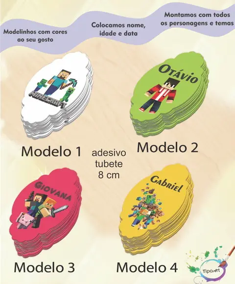 Adesivo para Mini Tubete 8 Cm-minecraft