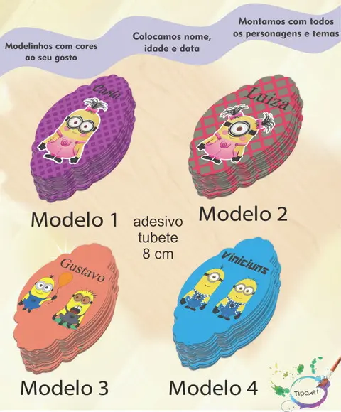 Adesivo para Mini Tubete 8 Cm-minions
