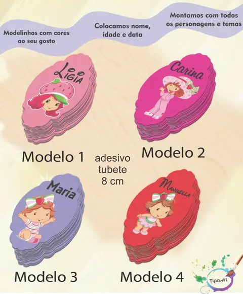 Adesivo para Mini Tubete 8 Cm-moranguinho