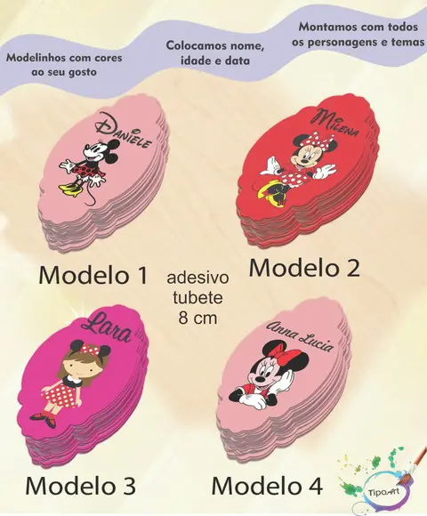 Adesivo para Mini Tubete 8 Cm-minnie