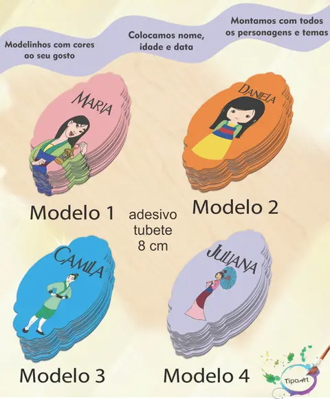 Adesivo para Mini Tubete 8 Cm-mulan