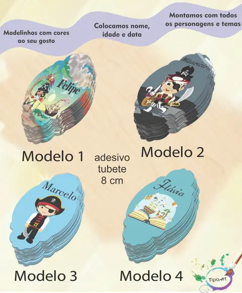 Adesivo para Mini Tubete 8 Cm-pirata