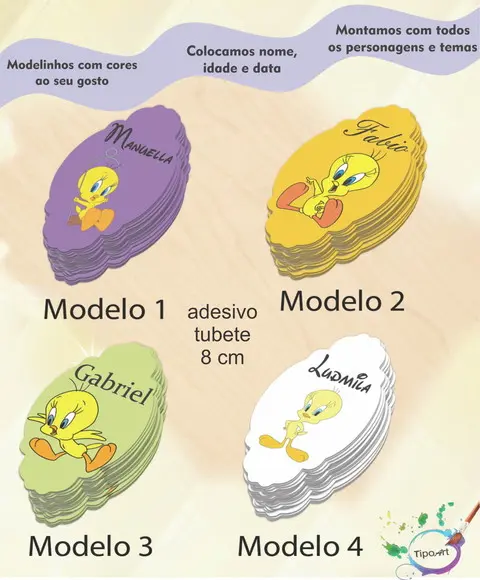 Adesivo para Mini Tubete 8 Cm-piu Piu