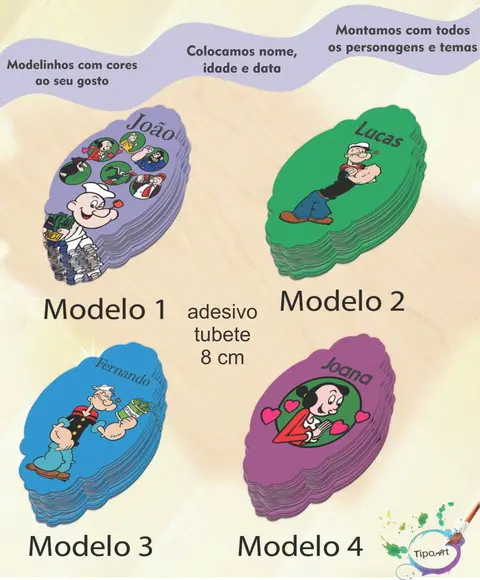 Adesivo para Mini Tubete 8 Cm-popai