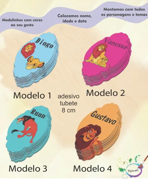 Adesivo para Mini Tubete 8 Cm-rei Leão