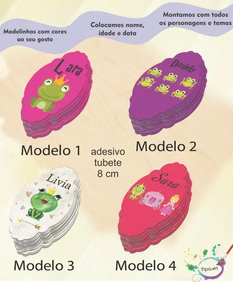 Adesivo para Mini Tubete 8 Cm-sapinho