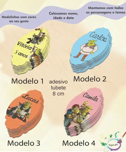 Adesivo para Mini Tubete 8 Cm-shrek