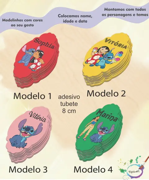 Adesivo para Mini Tubete 8 Cm-stitch e Lilo