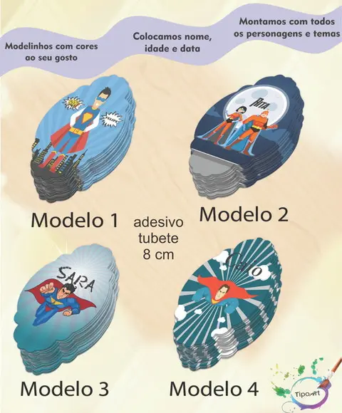Adesivo para Mini Tubete 8 Cm-super Heroi