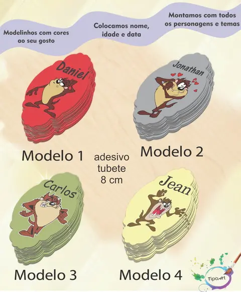 Adesivo para Mini Tubete 8 Cm-taz Mania