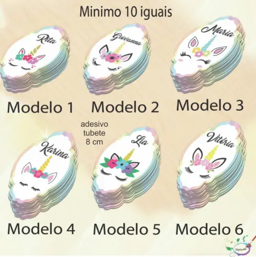 Adesivo para Mini Tubete 8 Cm-unicórnio
