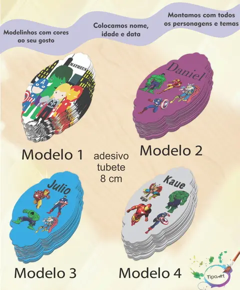 Adesivo para Mini Tubete 8 Cm-vingadores
