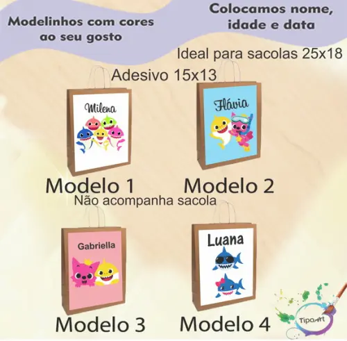 Adesivo para Sacola 15x13 -baby Shark