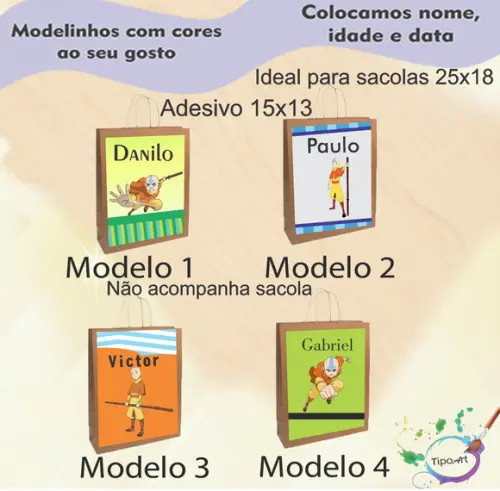 Adesivo para Sacola 15x13 -avatar Aang