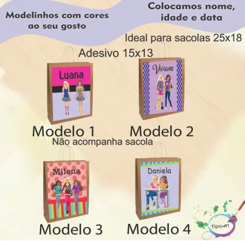 Adesivo para Sacola 15x13 -barbie