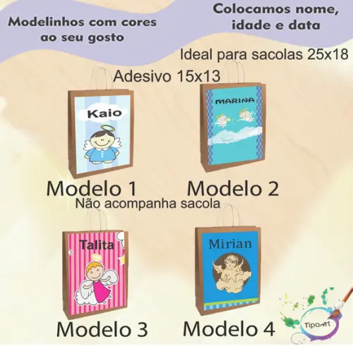 Adesivo para Sacola 15x13 -batizado