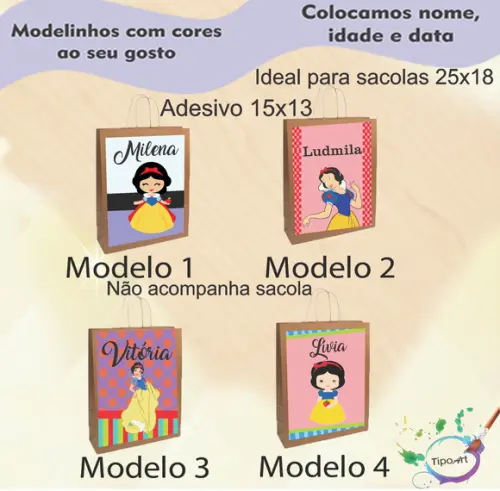 Adesivo para Sacola 15x13 -branca de Neve
