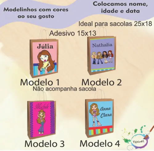 Adesivo para Sacola 15x13 -bratz