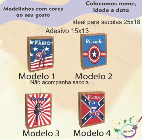 Adesivo para Sacola 15x13 -capitão America