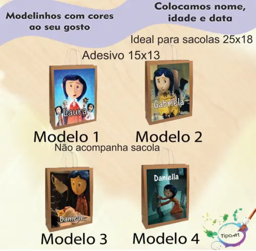 Adesivo para Sacola 15x13 -caroline e o Mundo Secreto