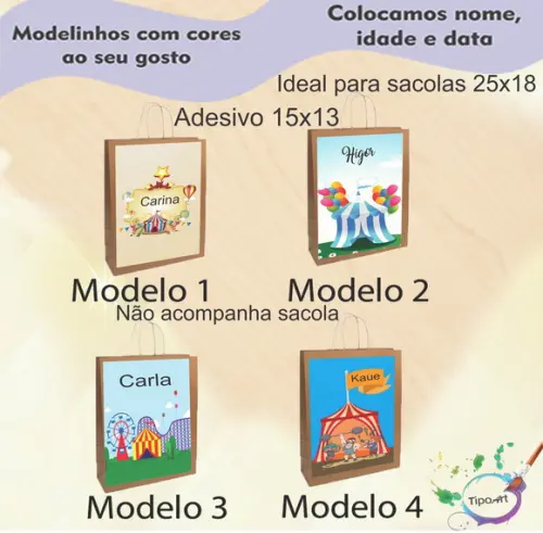 Adesivo para Sacola 15x13 -circo