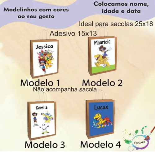 Adesivo para Sacola 15x13 -digimon
