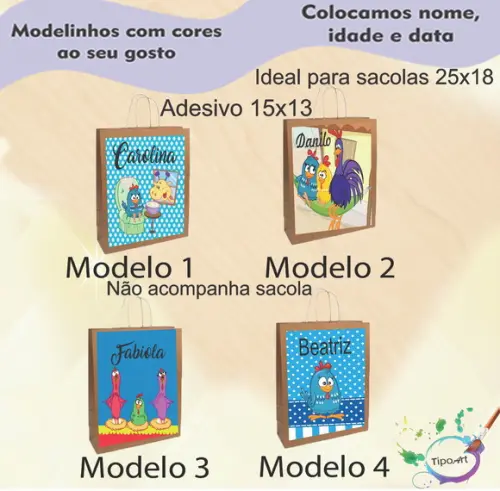 Adesivo para Sacola 15x13 -galinha Pintadinha