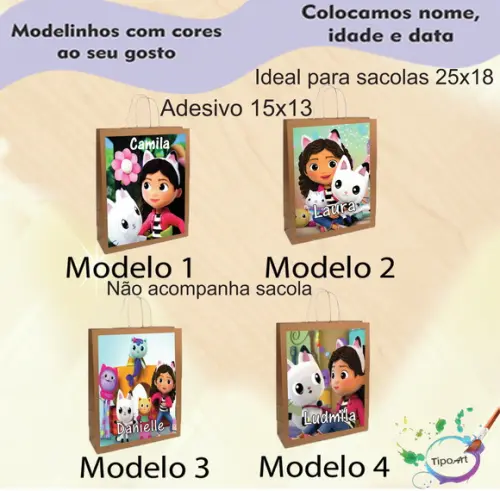 Adesivo para Sacola 15x13 -gabi Casa Mágica