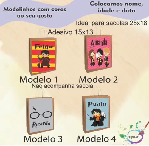 Adesivo para Sacola 15x13 -harry Potter-modelo 1