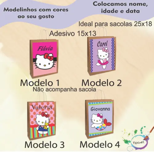 Adesivo para Sacola 15x13 -hello Kitty