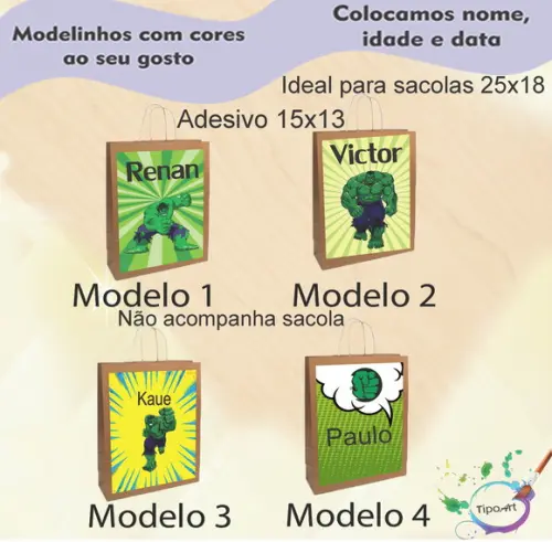 Adesivo para Sacola 15x13 -hulk