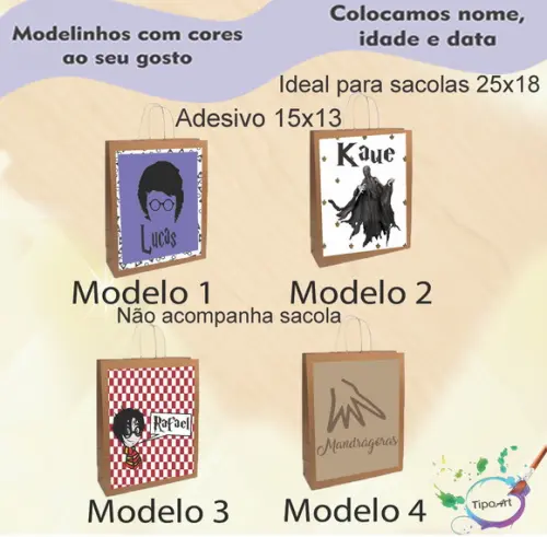 Adesivo para Sacola 15x13 -harry Potter-modelo 2