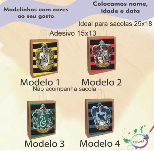 Adesivo para Sacola 15x13 -hogwarts