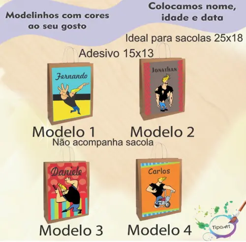 Adesivo para Sacola 15x13 -johnny Bravo