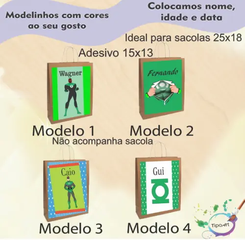 Adesivo para Sacola 15x13 -lanterna Verde