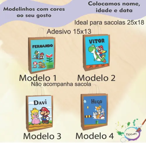 Adesivo para Sacola 15x13 -mario Bros