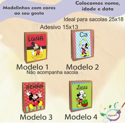 Adesivo para Sacola 15x13 -mickey