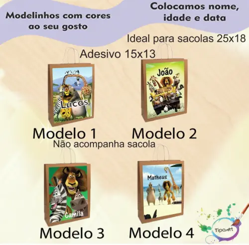 Adesivo para Sacola 15x13 -madagascar