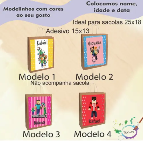 Adesivo para Sacola 15x13 -minecraft