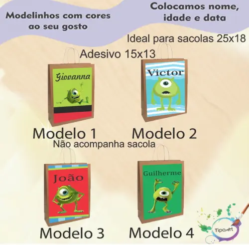 Adesivo para Sacola 15x13 -mike Wazowski