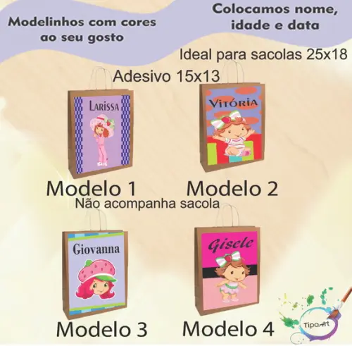 Adesivo para Sacola 15x13 -moranguinho