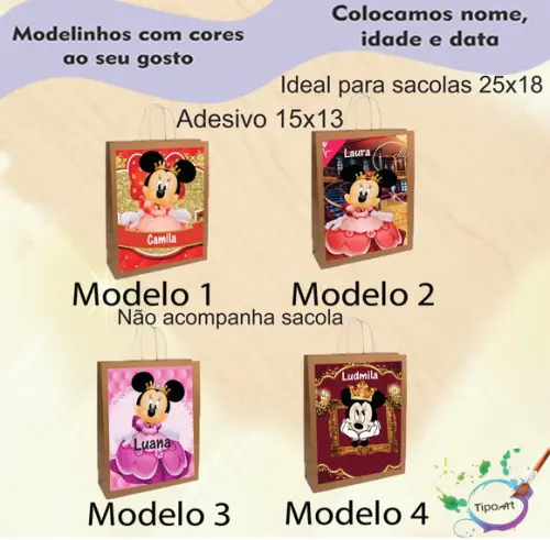Adesivo para Sacola 15x13 -minnie Realeza